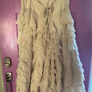 RARE Magnolia Pearl Elegant Cream Ruffled Maxi Skirt